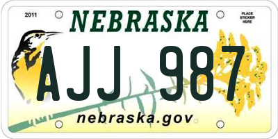 NE license plate AJJ987