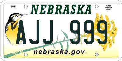 NE license plate AJJ999
