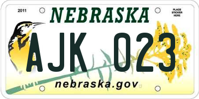 NE license plate AJK023