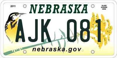 NE license plate AJK081