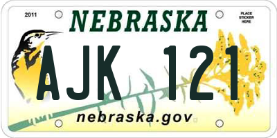 NE license plate AJK121
