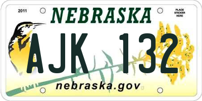 NE license plate AJK132