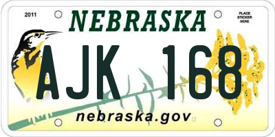 NE license plate AJK168