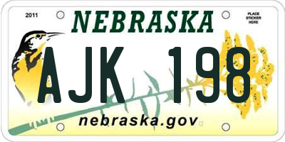 NE license plate AJK198