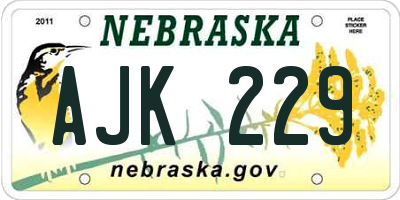 NE license plate AJK229