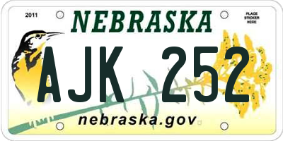 NE license plate AJK252