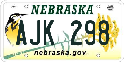 NE license plate AJK298