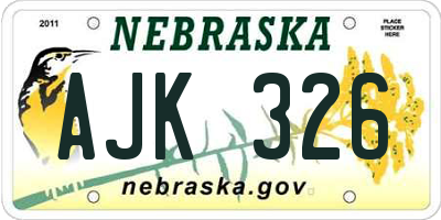 NE license plate AJK326