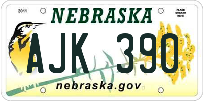 NE license plate AJK390
