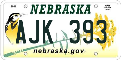 NE license plate AJK393