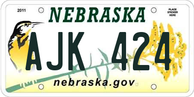 NE license plate AJK424