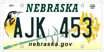 NE license plate AJK453