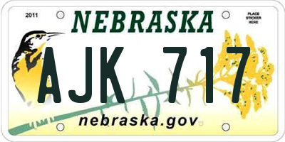NE license plate AJK717