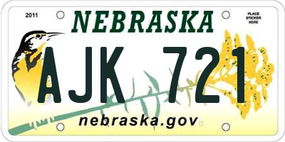 NE license plate AJK721