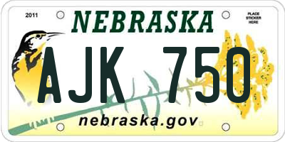 NE license plate AJK750