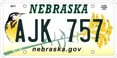 NE license plate AJK757