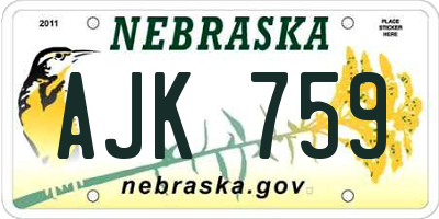 NE license plate AJK759
