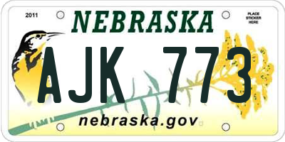 NE license plate AJK773