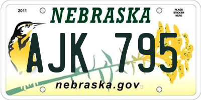 NE license plate AJK795