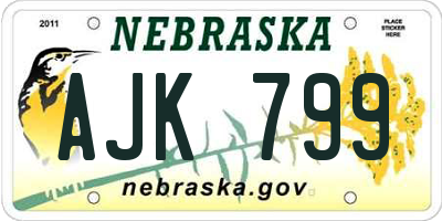 NE license plate AJK799