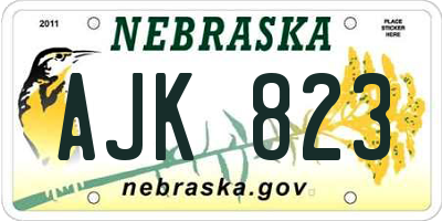 NE license plate AJK823
