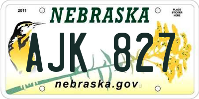 NE license plate AJK827