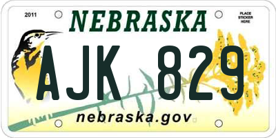 NE license plate AJK829
