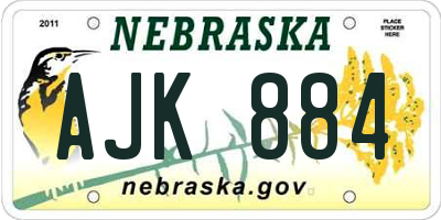 NE license plate AJK884