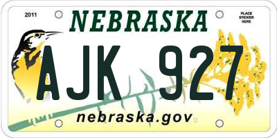 NE license plate AJK927