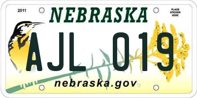 NE license plate AJL019