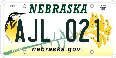 NE license plate AJL021