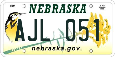 NE license plate AJL051