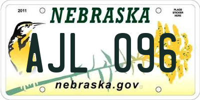 NE license plate AJL096