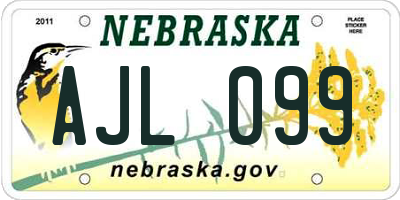 NE license plate AJL099