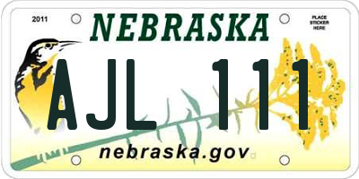 NE license plate AJL111