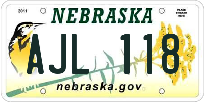 NE license plate AJL118