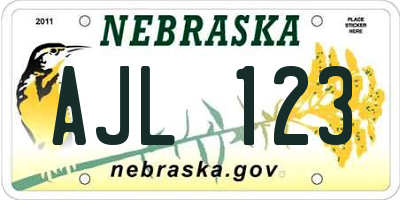 NE license plate AJL123
