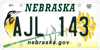 NE license plate AJL143