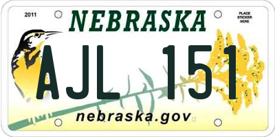 NE license plate AJL151