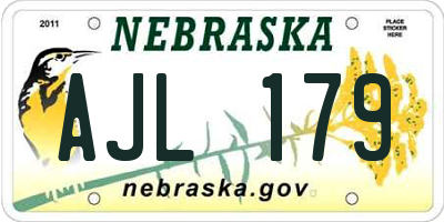 NE license plate AJL179