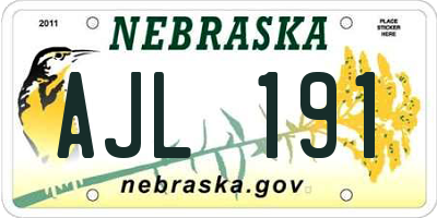 NE license plate AJL191