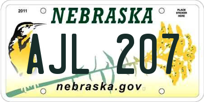 NE license plate AJL207