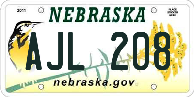 NE license plate AJL208