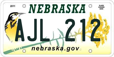 NE license plate AJL212