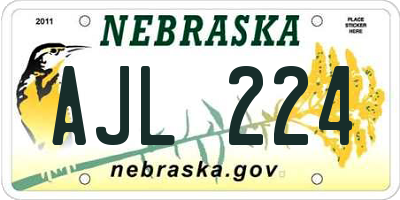 NE license plate AJL224