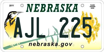 NE license plate AJL225