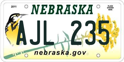 NE license plate AJL235