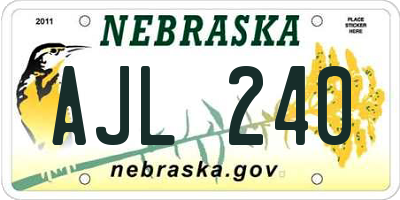 NE license plate AJL240