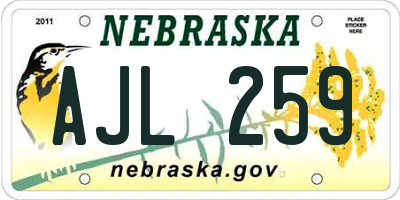 NE license plate AJL259