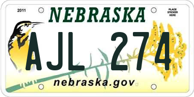NE license plate AJL274